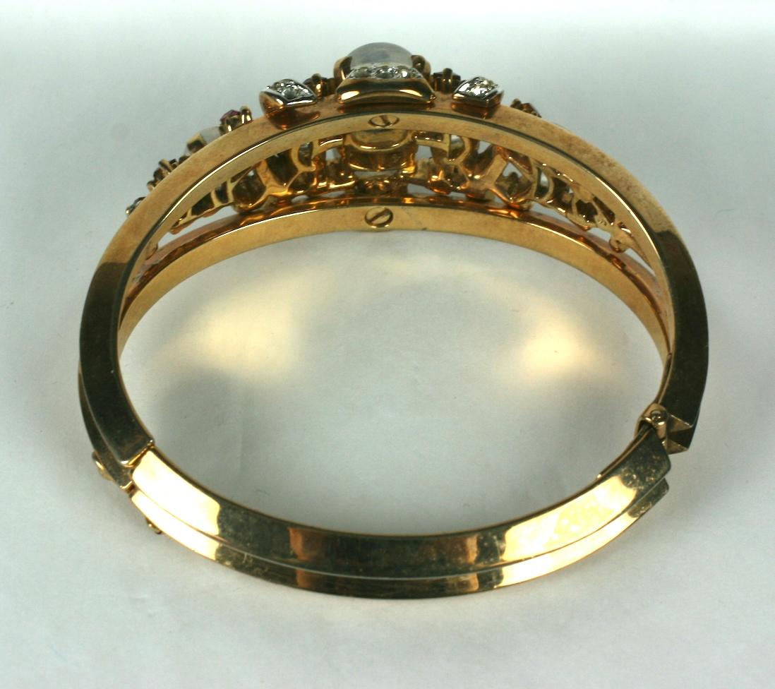 Trifari, Alfred Phillipe Clair de Lune Hinged Bangle In Excellent Condition For Sale In New York, NY