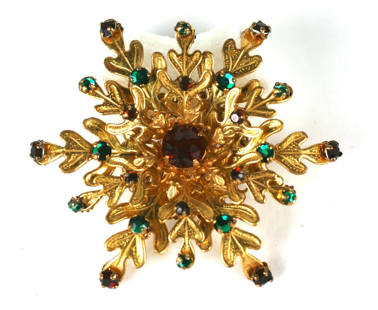 Miriam Haskell Snowflake Holiday Christmas Brooch In Excellent Condition In New York, NY