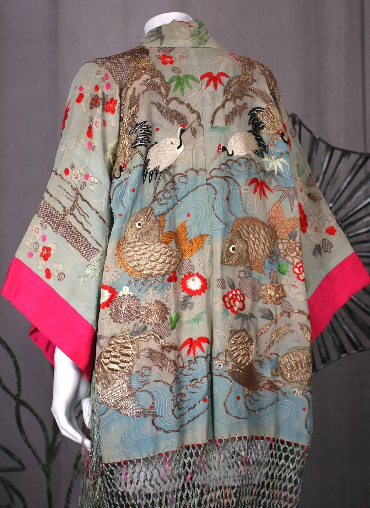 Elaborately Embroidered and Fringed Kimono 1