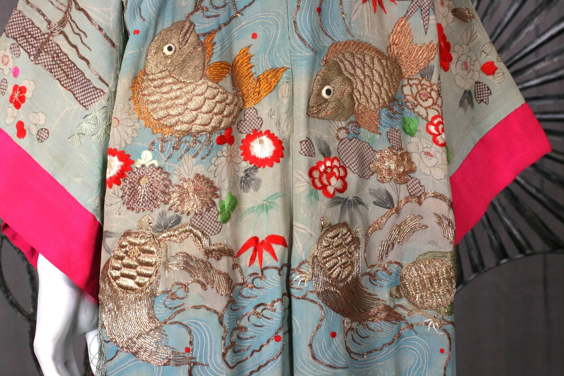 Elaborately Embroidered and Fringed Kimono 2