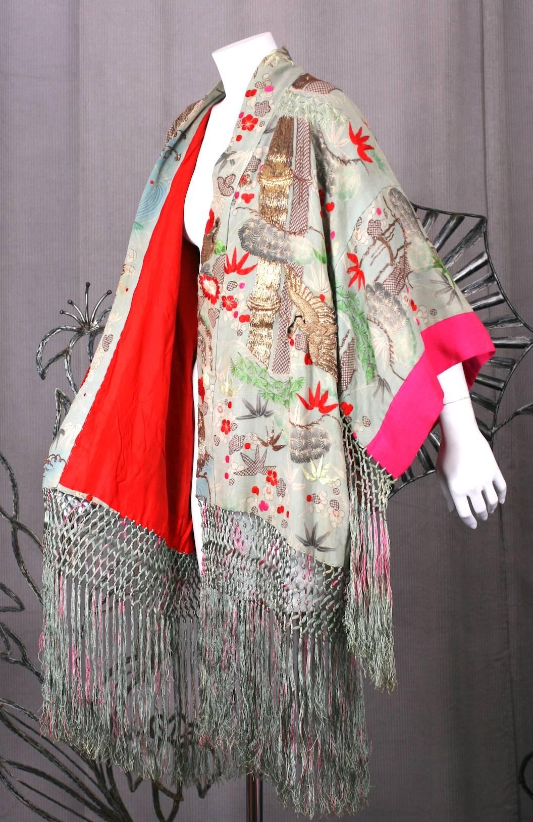 Elaborately Embroidered and Fringed Kimono 4