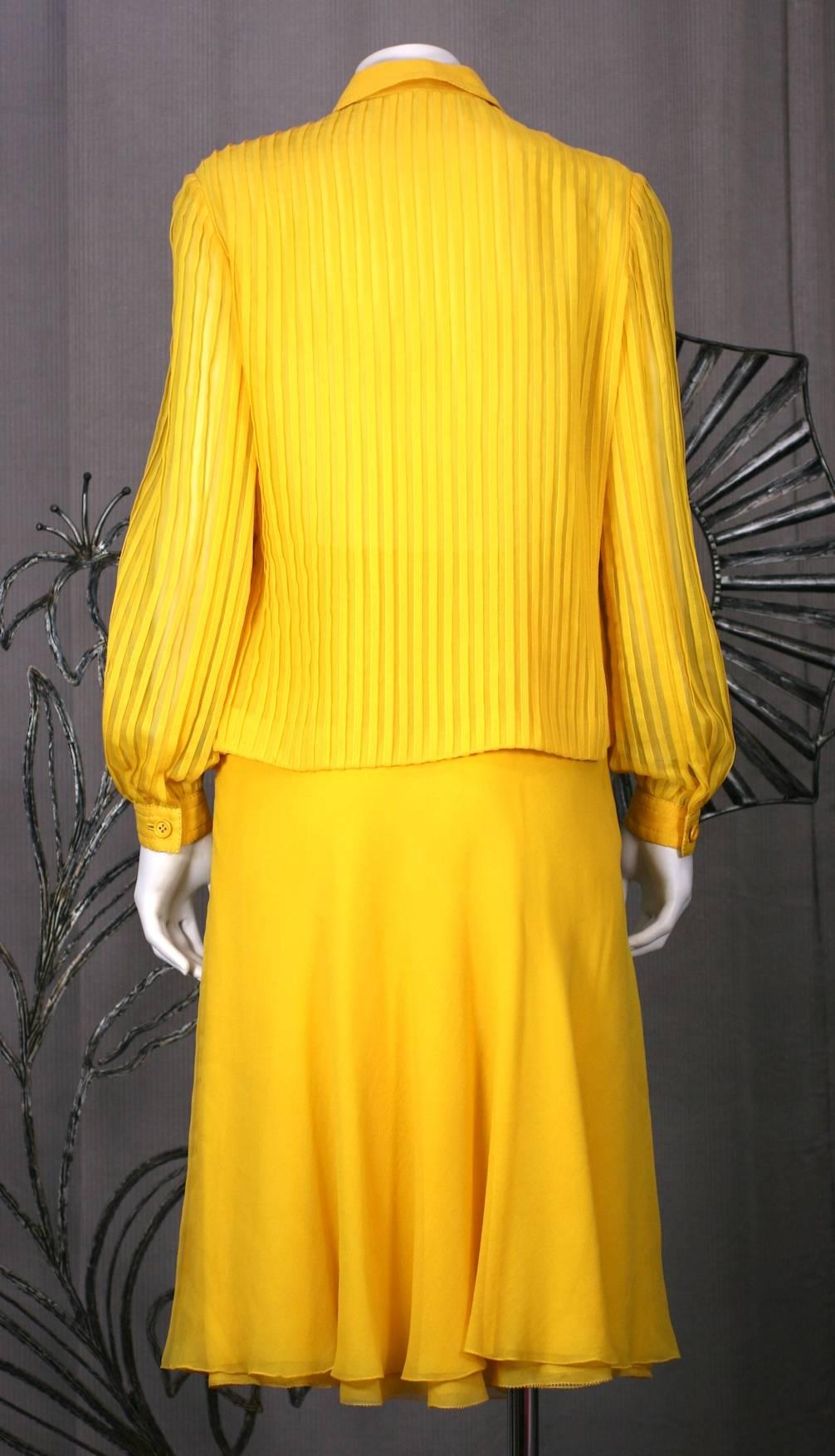 Women's Galanos Charming Chrome Yellow Chiffon Skirt Ensemble For Sale