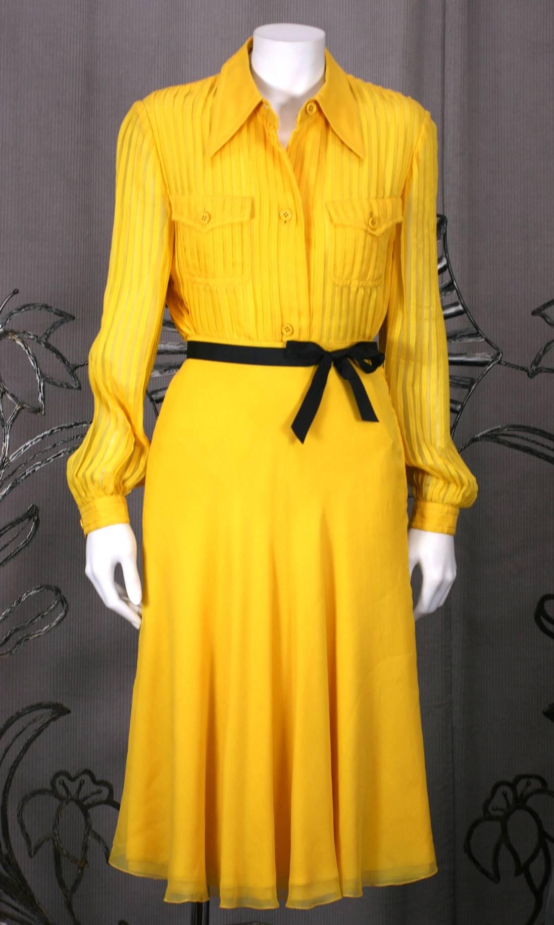 Galanos Charming Chrome Yellow Chiffon Skirt Ensemble For Sale 2