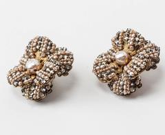 Miriam Haskell Elaborate Floriform Earclips