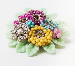 Miriam Haskell Round Floral Bouquet Brooch