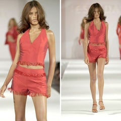 Escada red silk pantsuit from the 2000s