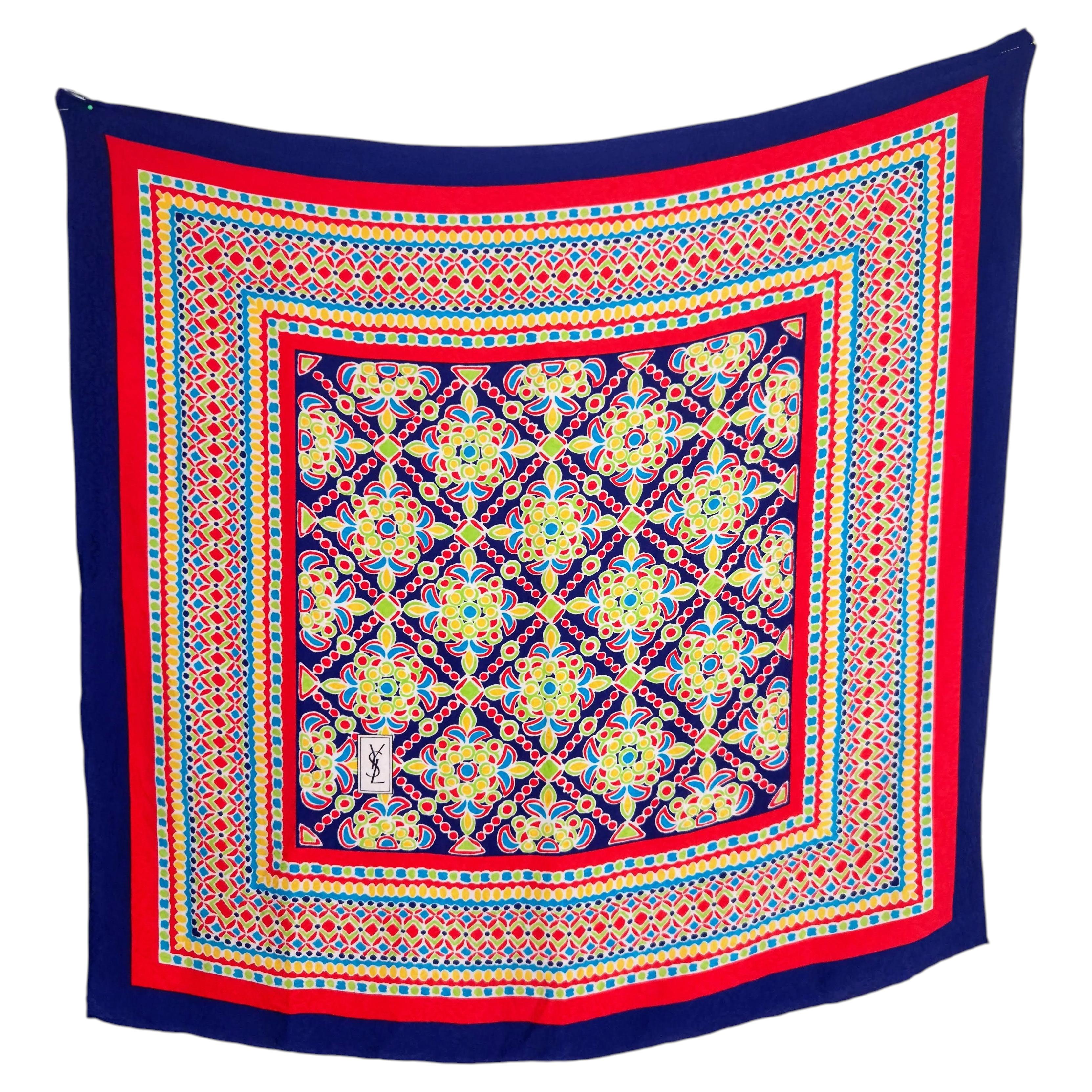 Vintage Yves Saint Laurent silk scarf from the 1970s