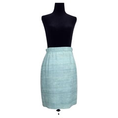 Moschino Couture aqua green vintage silk miniskirt from the 1980s