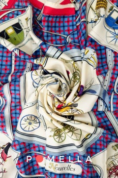 Hermès Les Voitures Nouvelles silk carré, first edition, 1961