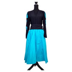 Vestito turchese e nero Paul-Louis Orrier anni 1980s