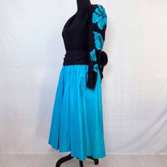 Vestito turchese e nero Paul-Louis Orrier anni 1980s