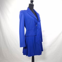 Electric blue Claude Montana skirt suit from the 1980s