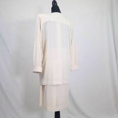 Yves Saint Laurent "Variation" White Suit with Vintage Wooden Buttons, 1993