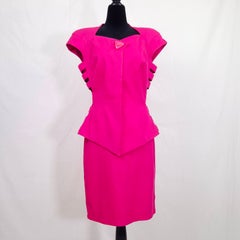 Conjunto con falda Thierry Mugler Activ de color fucsia, de algodón, de los años 80