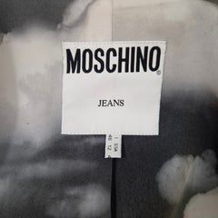 Moschino Jeans gray pinstripe jacket with cloud-print lining from the 1990s