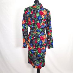 Ungaro Solo Donna Paris: Multicolored floral vintage wool dress from the early 1990s