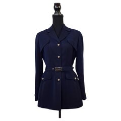 Mugler giacca sahariana blu scuro vintage anni 2000
