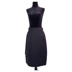 Gianni Versace Black wool skirt with overlapping pleats, vintage 1980s