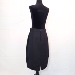Gianni Versace Black wool skirt with overlapping pleats, vintage 1980s