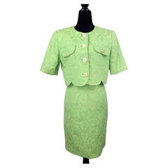 Valentino Miss V light green vintage '80s outfit with skirt and short jacket