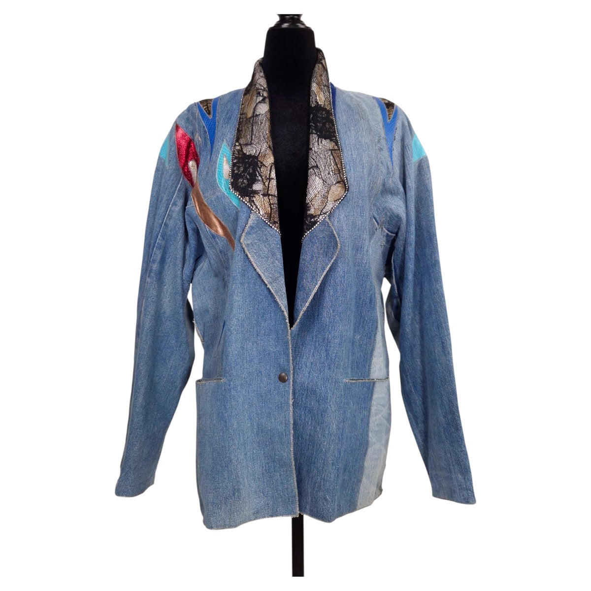 Roberto Cavalli Late-1970s Patchwork Denim Butterfly Jacket