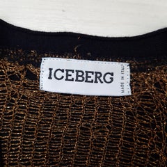 Long wool and lamé cardigan by Iceberg featuring cartoon dogs from the 1990s