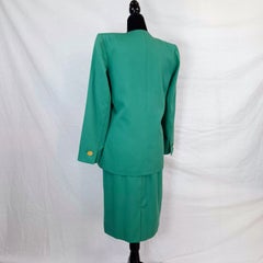 YSL Variation green suit with a double-breasted vintage wool jacket from 1994
