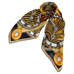 Must de Cartier silk scarf featuring a vintage 1990s watch pattern