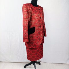 Red brocade suit with lurex by Givenchy from the 1990s
