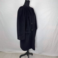 Manteau noir Valentino Miss V en laine et cachemire, années 1990