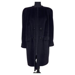 Manteau noir Valentino Miss V en laine et cachemire, années 1990