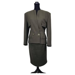 Olive-green Gianni Versace skirt suit, Fall/Winter 1987