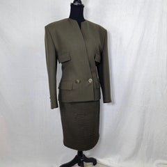 Olive-green Gianni Versace skirt suit, Fall/Winter 1987