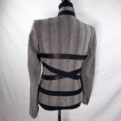 Versus Versace giubbotto grigio con inserti in pelle vintage anni 1990s