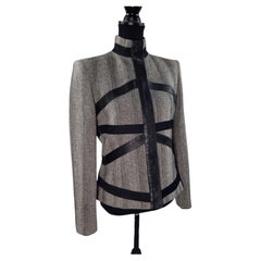 Versus Versace giubbotto grigio con inserti in pelle vintage anni 1990s