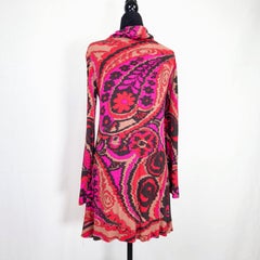 Leonard abito boho con fantasia multicolore astratta vintage anni '70