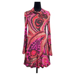 Leonard abito boho con fantasia multicolore astratta vintage anni '70