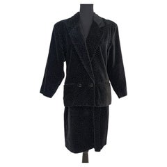 Gianni Versace vintage black velvet polka-dot suit from the 1980s