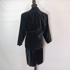 Gianni Versace vintage black velvet polka-dot suit from the 1980s