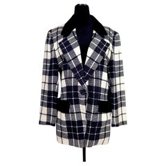 Valentino Miss V blazer in black-and-white vintage tartan wool from the 1990s