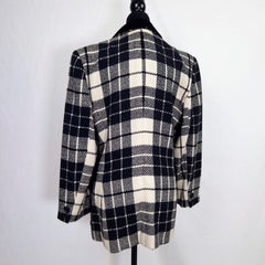 Valentino Miss V blazer in black-and-white vintage tartan wool from the 1990s