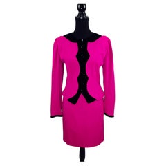Ungaro Parallele Paris – rosa Samt-Kostüm aus den 1980er Jahren