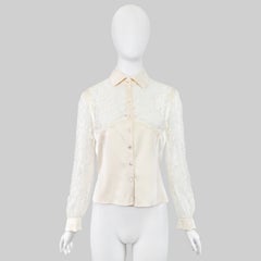 Valentino Lace Silk Blouse w Pearl Buttons