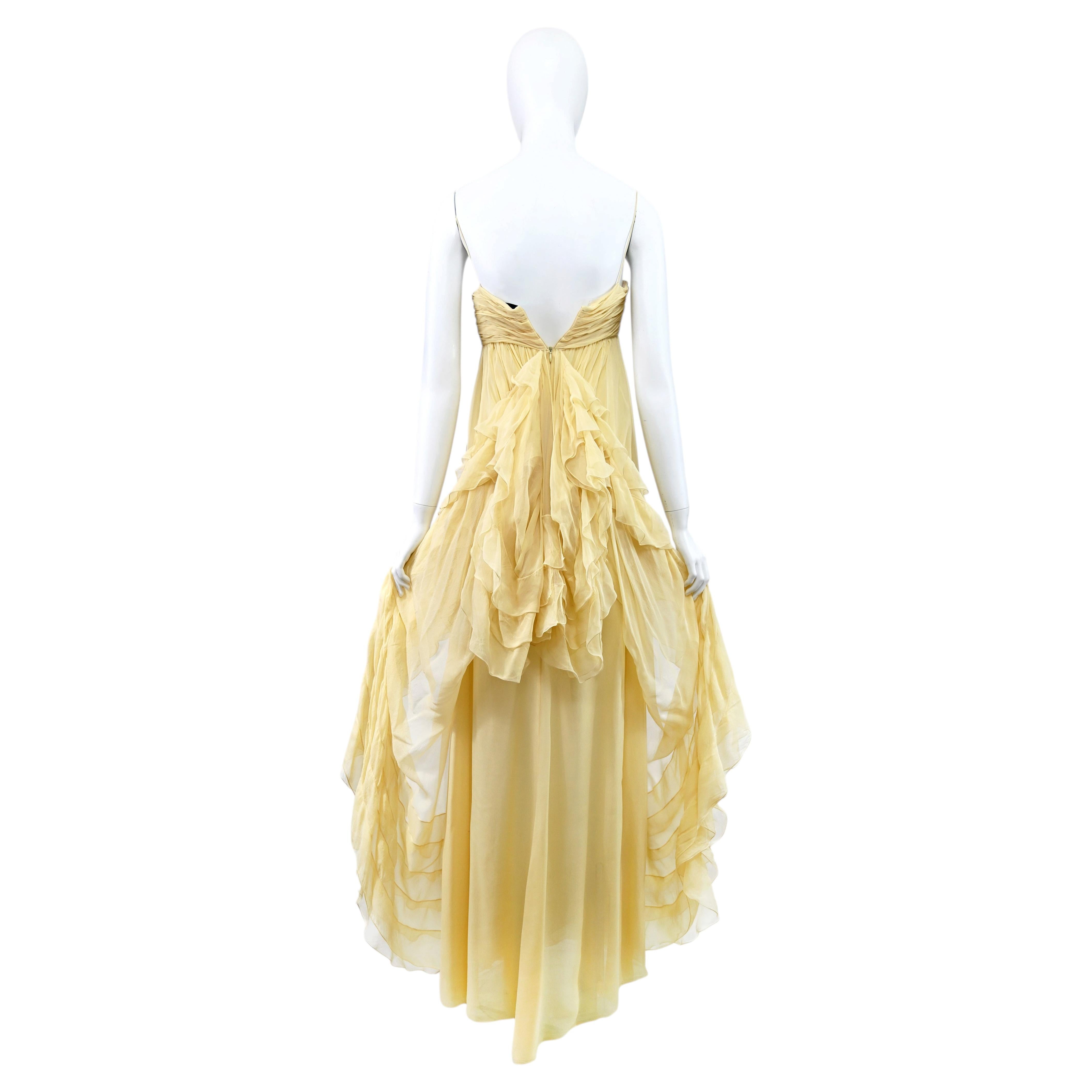 Valentino FW 2011 Yellow Chiffon Silk Ruffle Dress