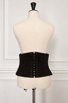 Azzedine Alaïa 1980s Black Cotton Corset with Back Lacing, Size 40