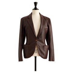 Azzedine Alaïa Vintage 1980s Brown Leather Jacket Women's Size 40