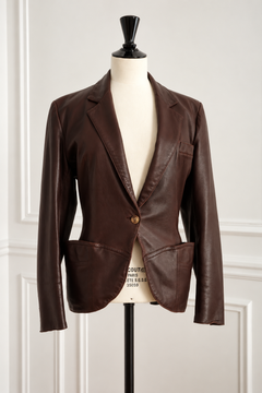 Azzedine Alaïa Vintage 1980s Brown Leather Jacket Women's Size 40