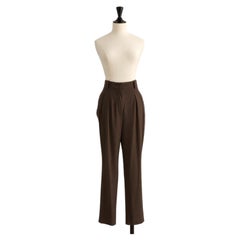 Azzedine Alaïa Khaki Front Pleated Trousers from the 1980s