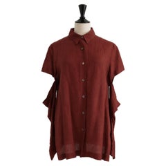 Dries Van Noten Terracotta Linen Shirt with Sleeve Cutout 1990s