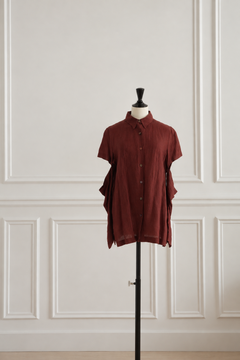 Dries Van Noten Terracotta Linen Shirt with Sleeve Cutout 1990s
